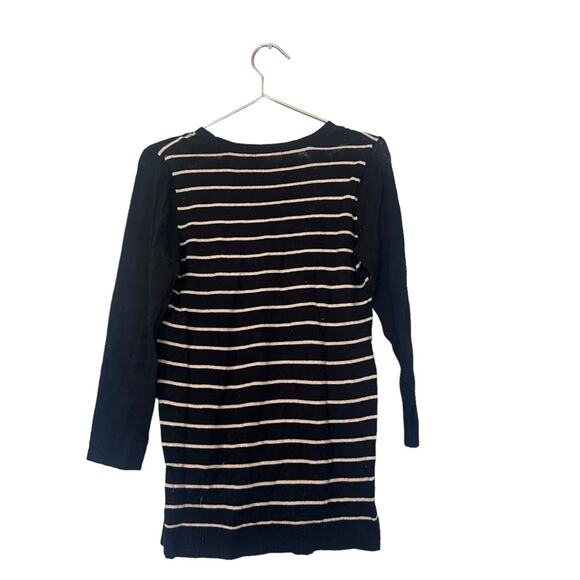 Gap factory 3/4 Sleeve 100% Cotton Black and Tan Striped Sweater - Picture 3 of 6